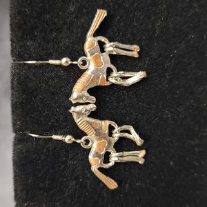 Paint Horse Earrings Silver Copper Dangle Western